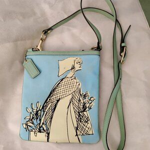 Coach Light Blue and Mint Green Crossbody Bag